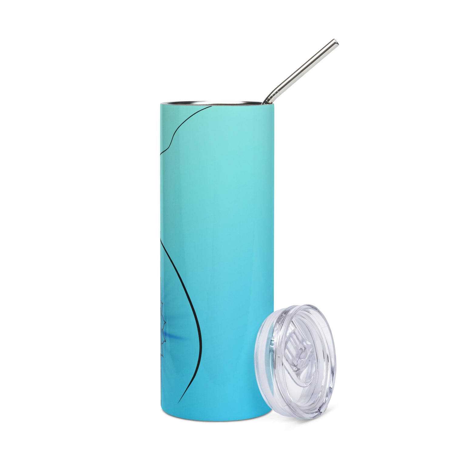 Yoga: 5th Throat Chakra Voice: Reusable Stainless Steel Water Tumbler w/Straw