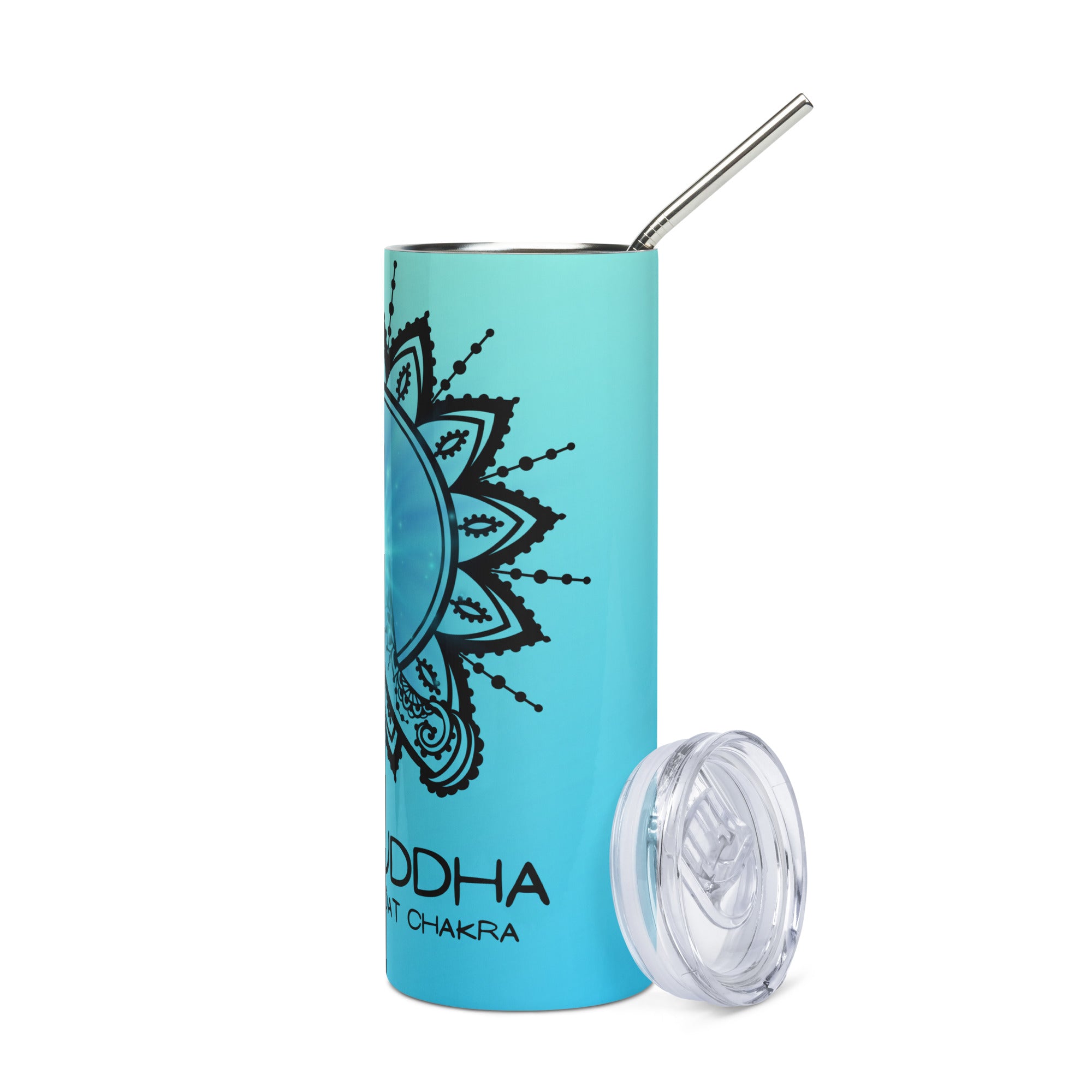 Yoga: 5th Throat Chakra Voice: Reusable Stainless Steel Water Tumbler w/Straw