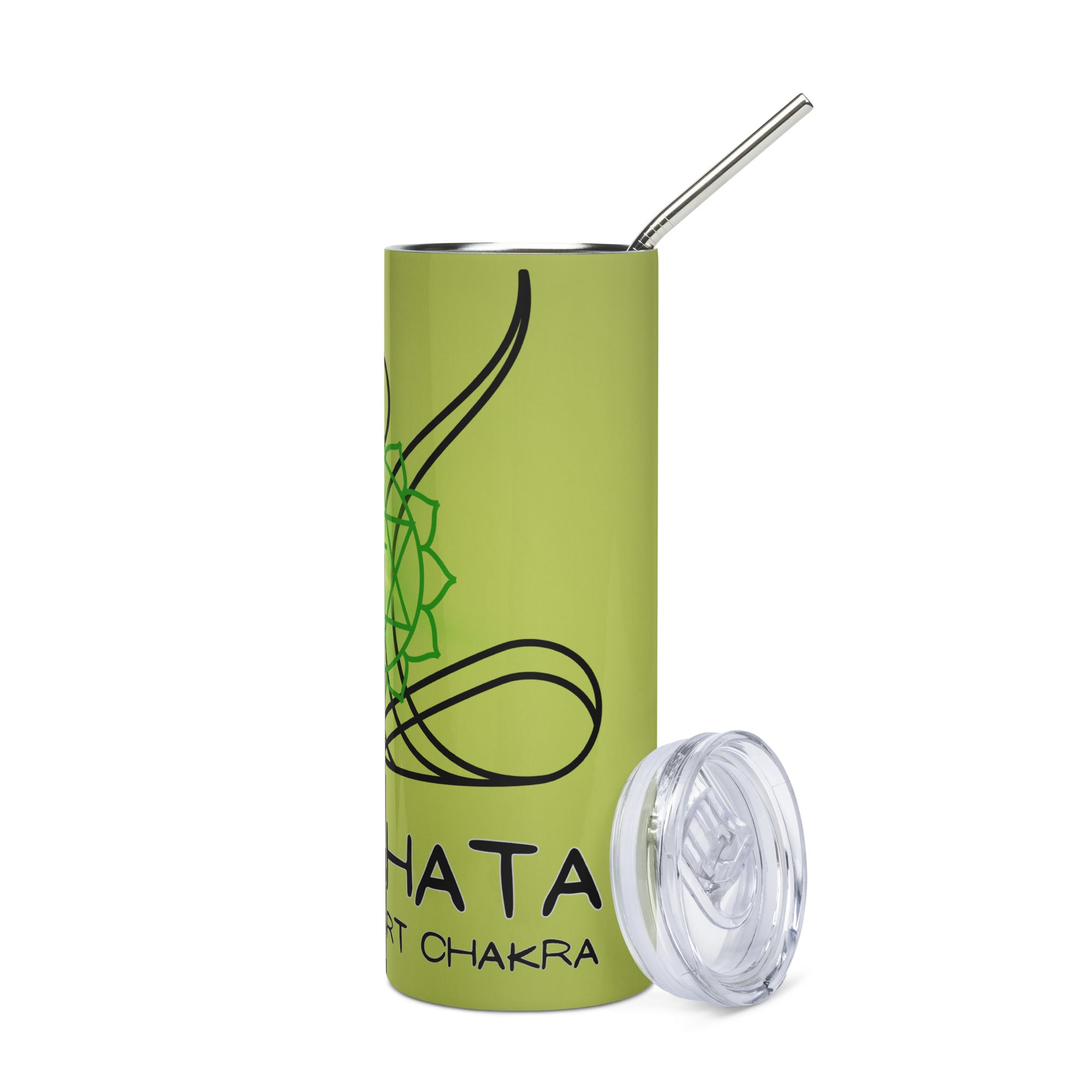 Yoga: 4th Heart Chakra: Reusable Stainless Steel Water Tumbler w/Straw