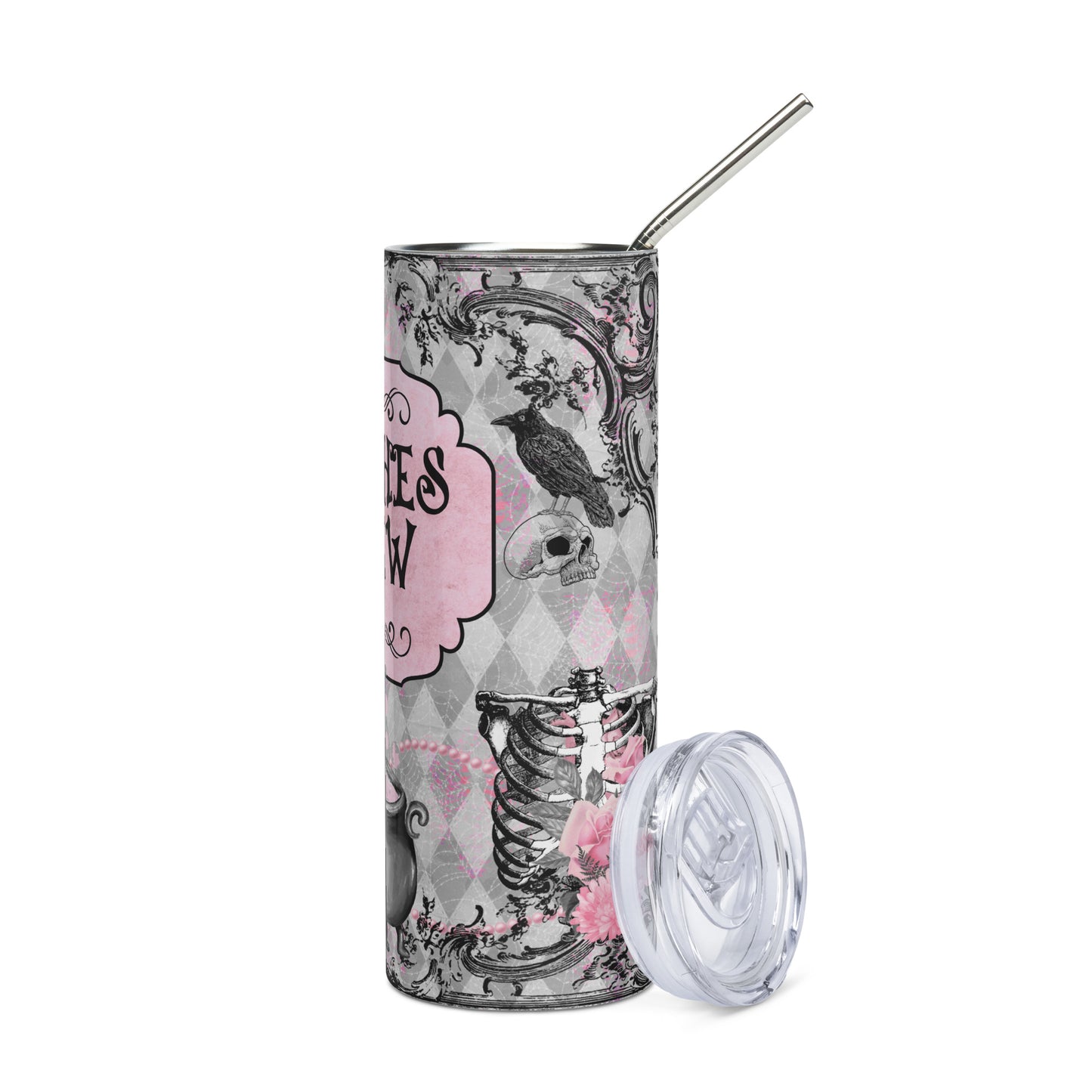 Halloween Witches Brew: Reusable Stainless Steel Water Tumbler w/Straw