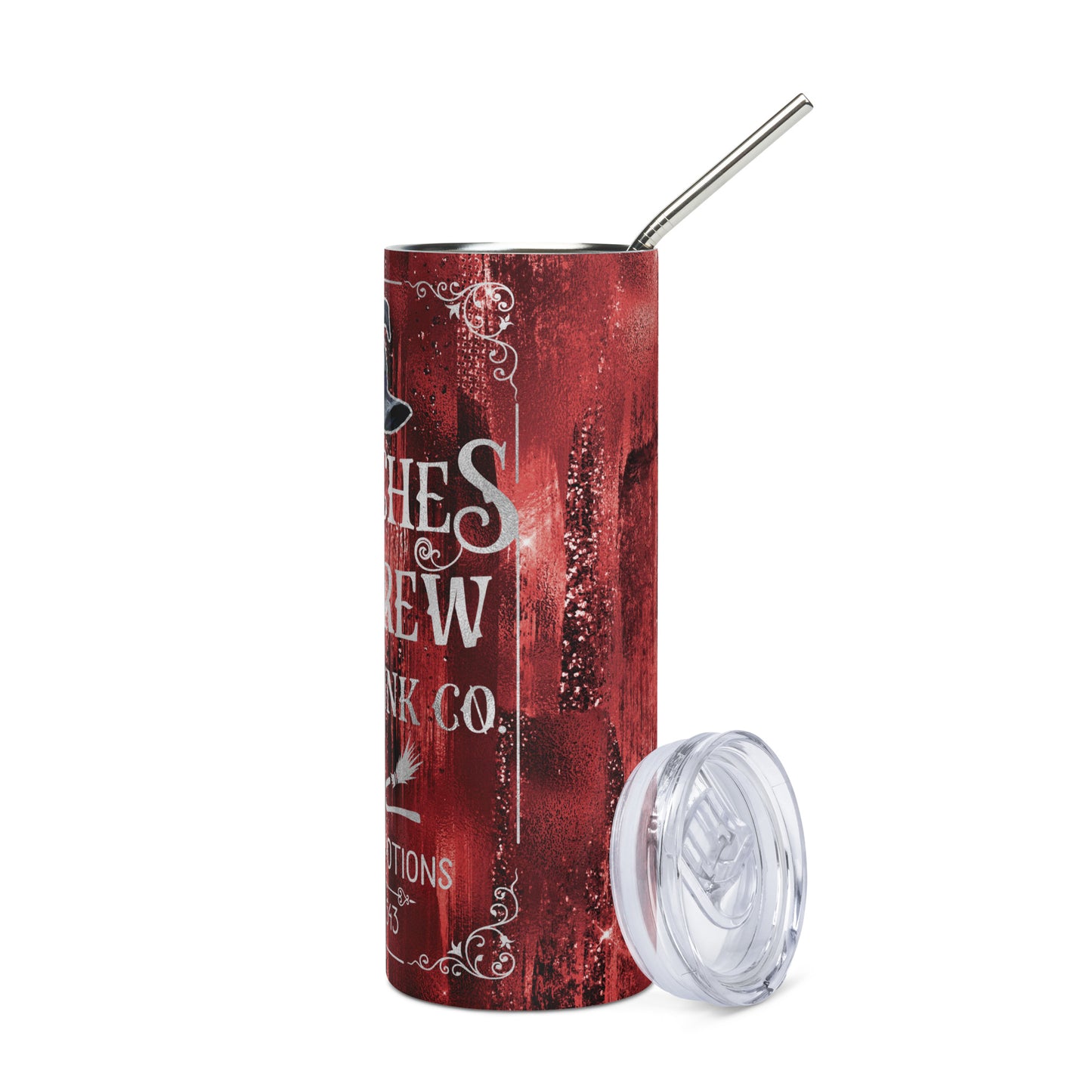 Halloween Witches Brew: Reusable Stainless Steel Water Tumbler w/Straw