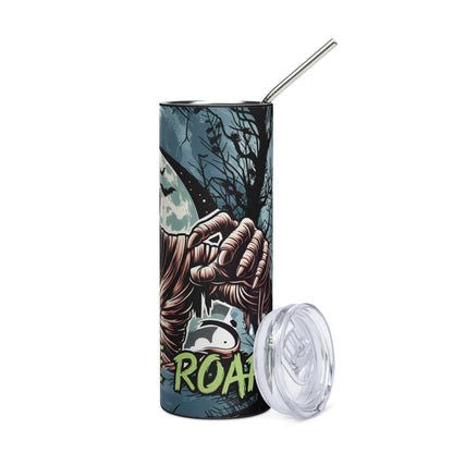 Halloween Mummy Hear Me Roar: Reusable Stainless Steel Water Tumbler w/Straw