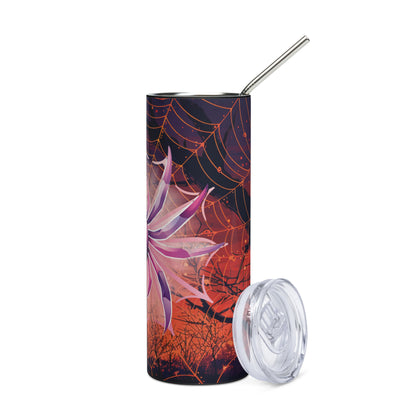 Halloween Spidey Sense Pink: Reusable Stainless Steel Water Tumbler w/Straw