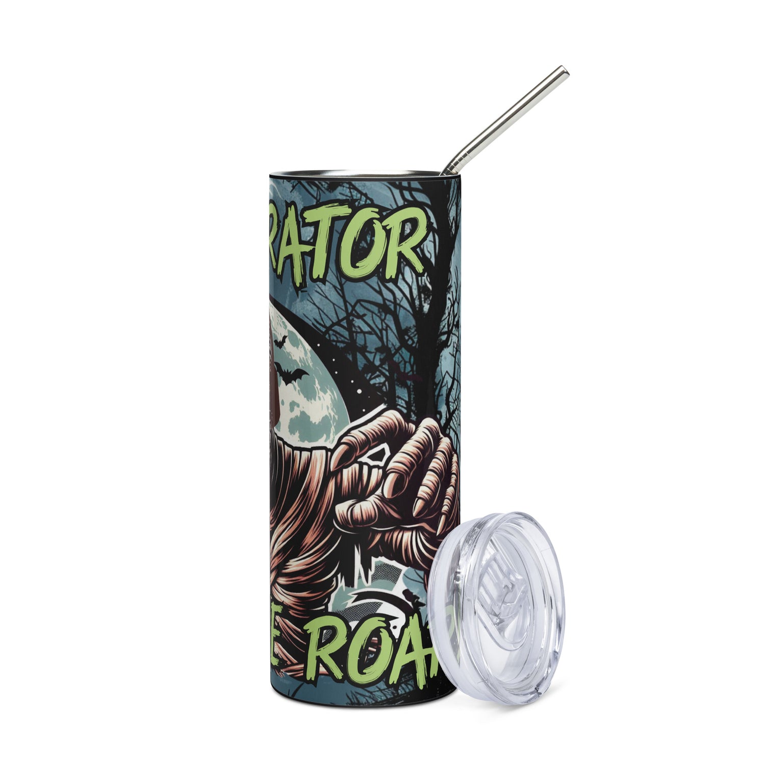 Halloween Narrator: Hear Me Roar: Reusable Stainless Steel Water Tumbler w/Straw