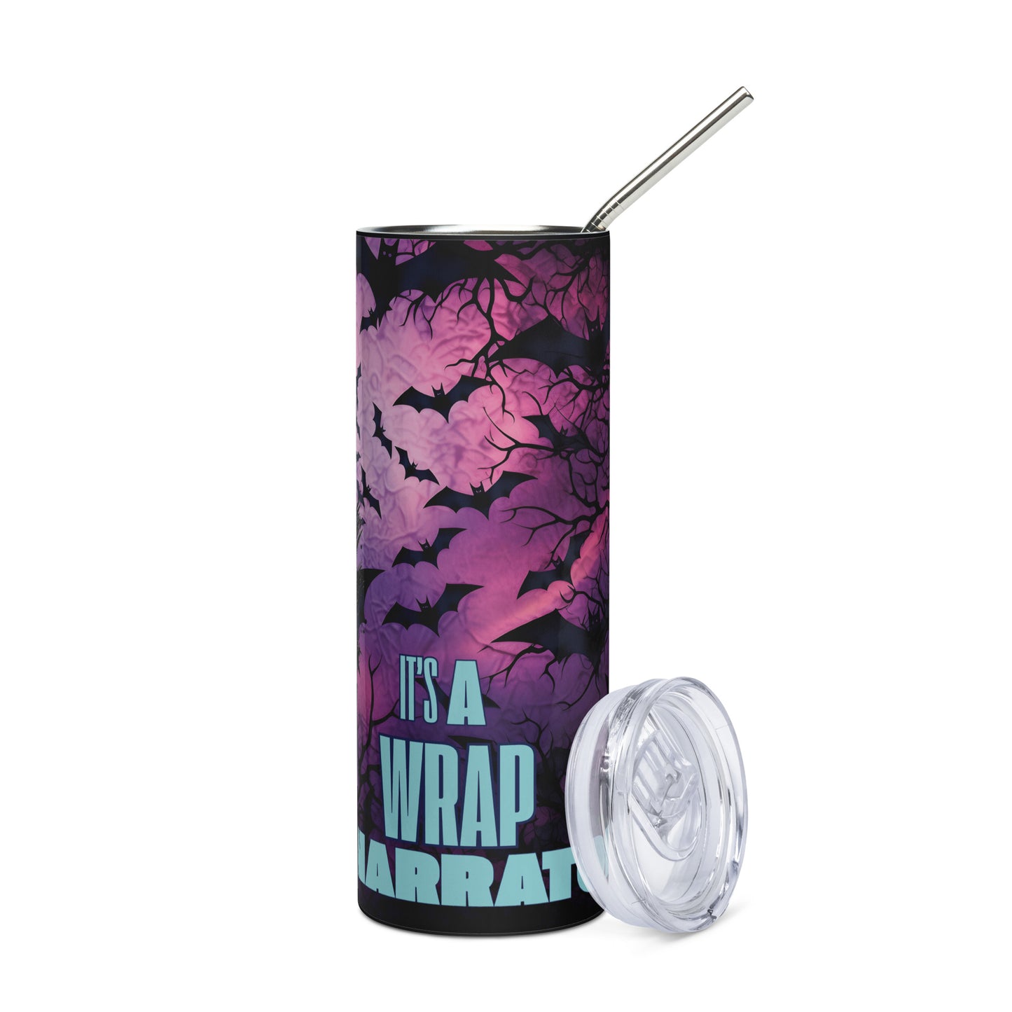 Halloween Mummy It's A Wrap: Narrator: Reusable Stainless Steel Water Tumbler w/Straw