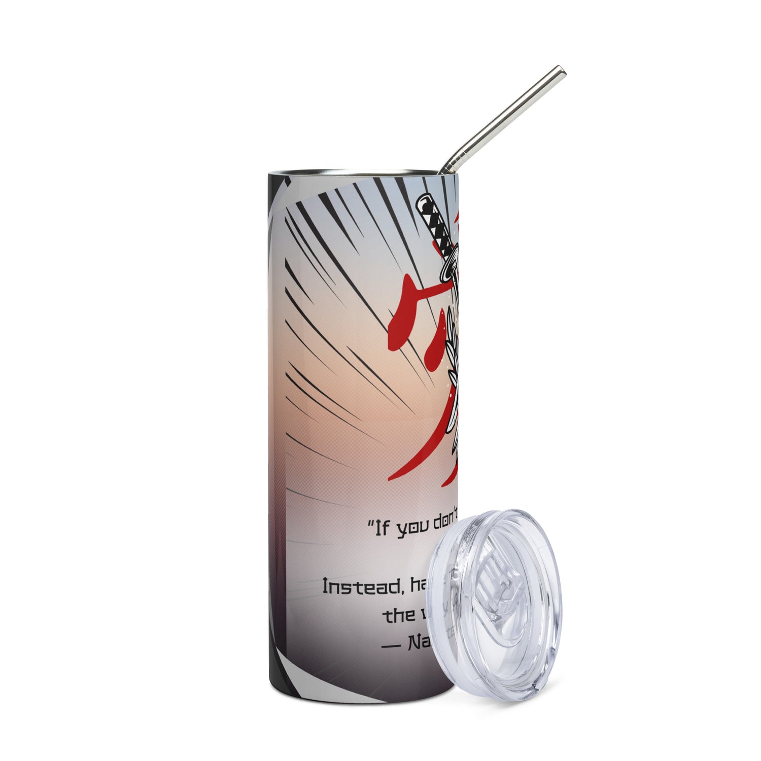 Anime Voice Over Quote: Reusable Stainless Steel Water Tumbler w/Straw