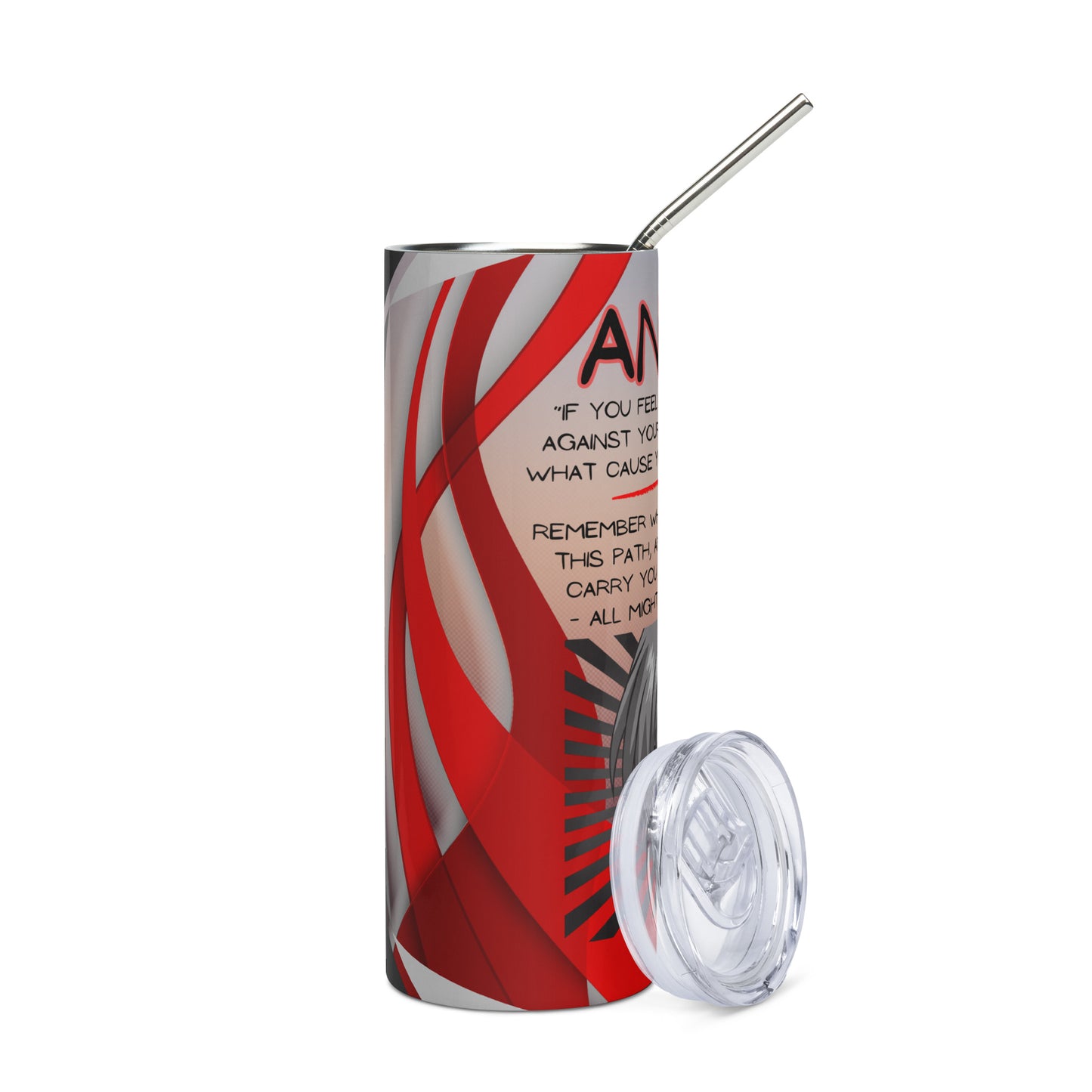 Anime Voice Over Quote: Reusable Stainless Steel Water Tumbler w/Straw