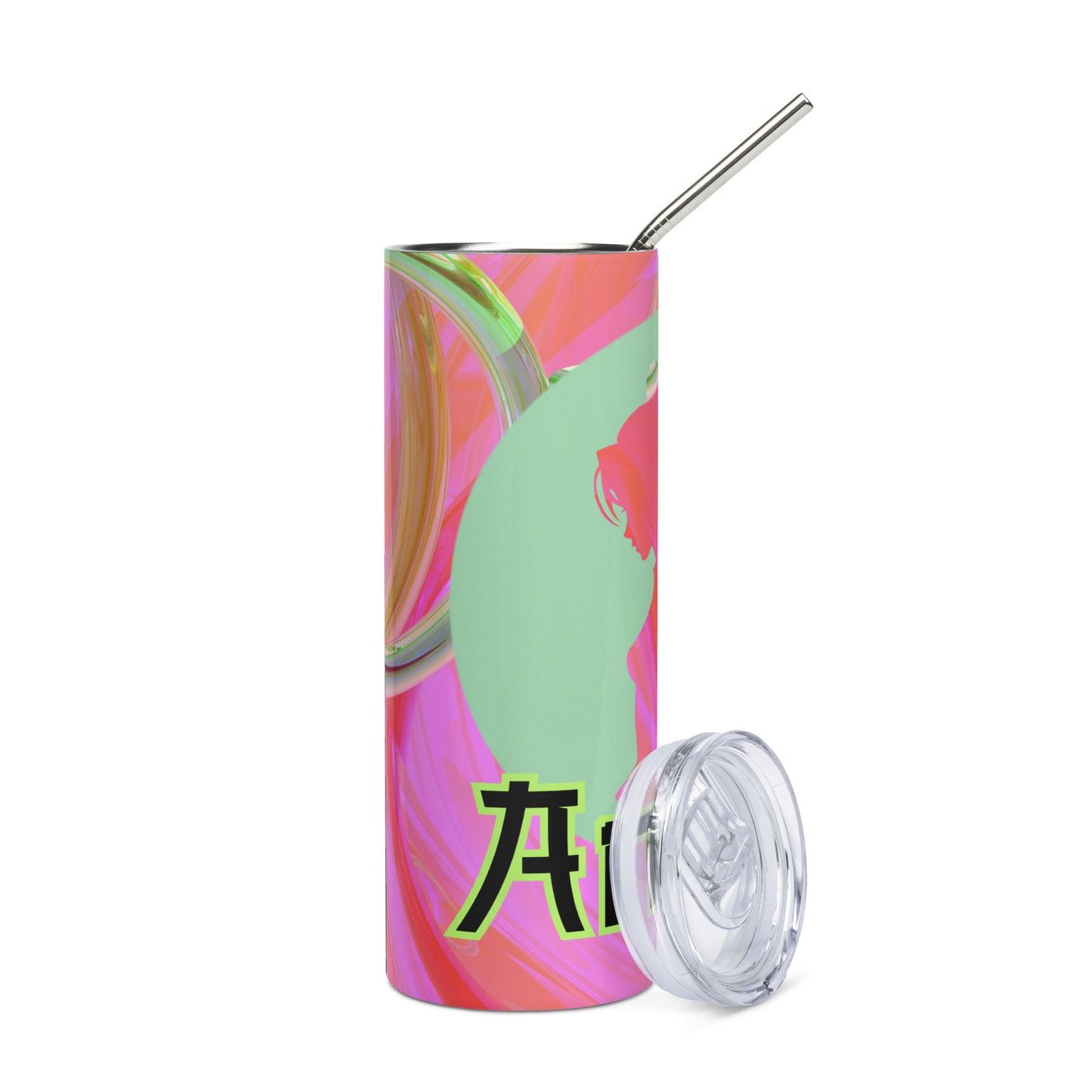 Anime Voice Over: Style: Reusable Stainless Steel Water Tumbler w/Straw