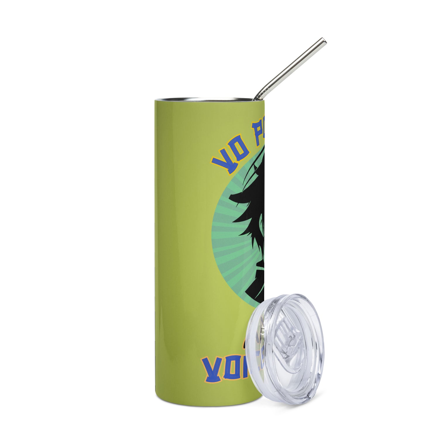 Anime Voice Over Power: Reusable Stainless Steel Water Tumbler w/Straw