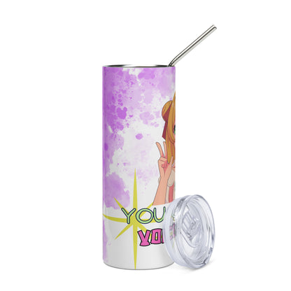 Anime Voice Over Motivational: Reusable Stainless Steel Water Tumbler w/Straw