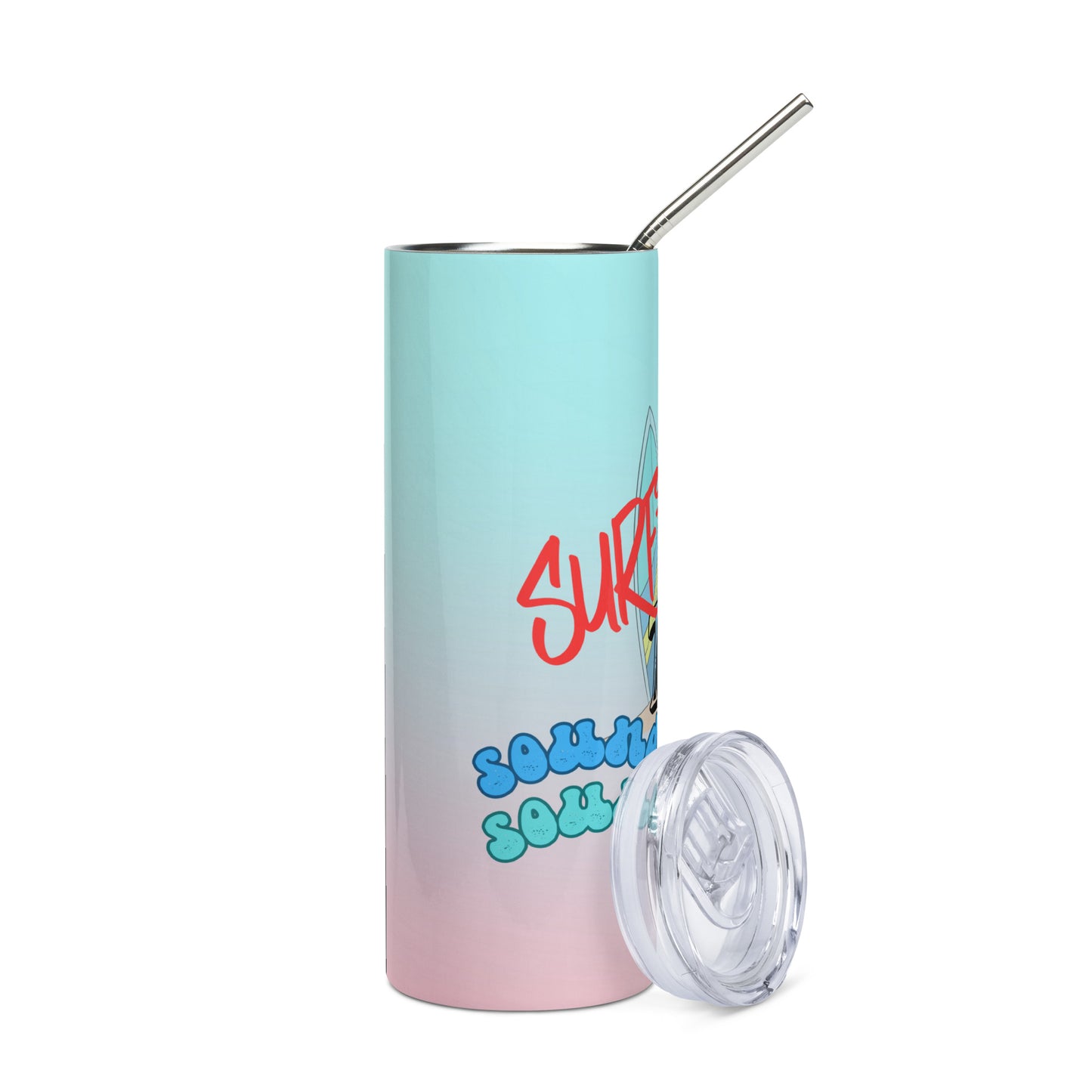 Surfin' The Soundwaves: Voice Over: Reusable Stainless Steel Water Tumbler w/Straw