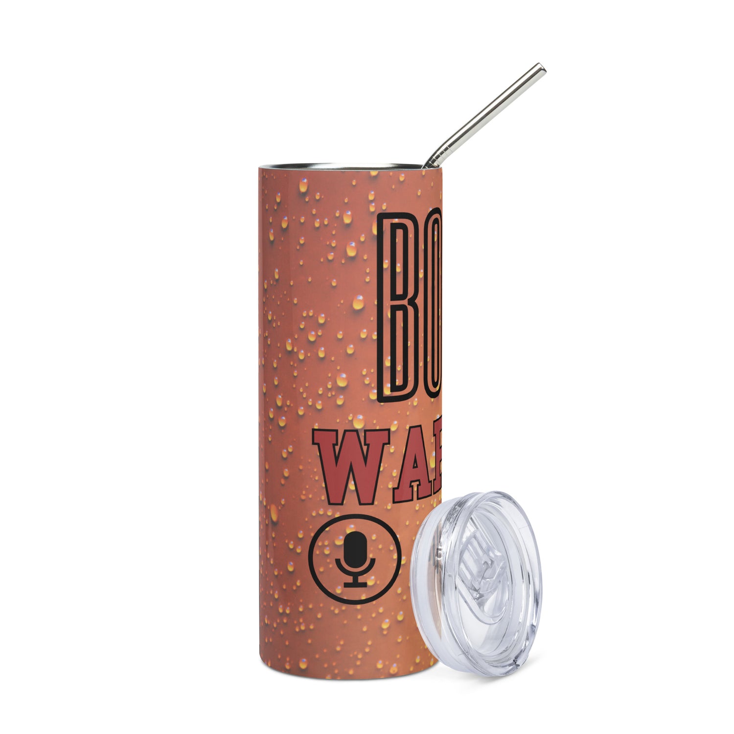 Booth Warrior Voice Over: Orange: Reusable Stainless Steel Water Tumbler w/Straw