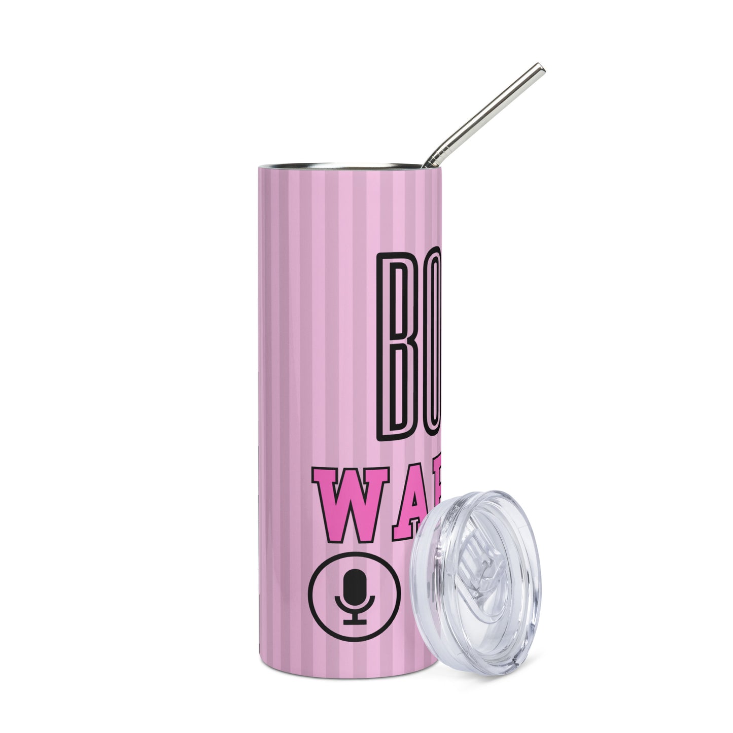 Booth Warrior Voice Over: Pink: Reusable Stainless Steel Water Tumbler w/Straw