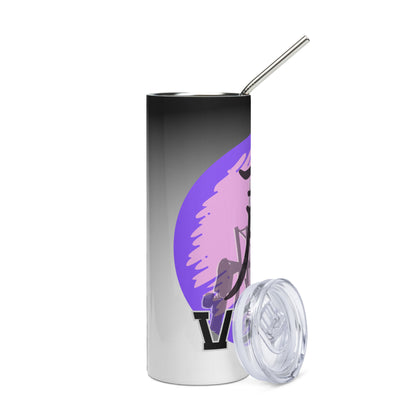 Japanese Voice Calligraphy Symbol: Voice Over: Reusable Stainless Steel Water Tumbler w/Straw