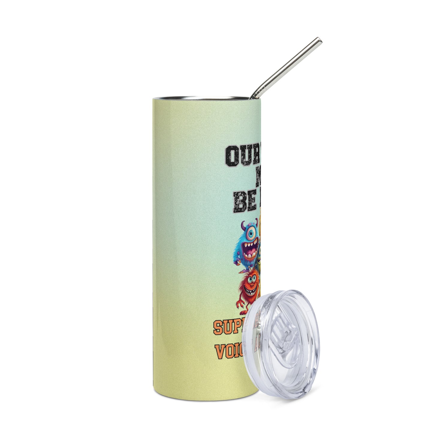 Our Voices Must Be Heard: Monster Animation: Reusable Stainless Steel Water Tumbler w/Straw