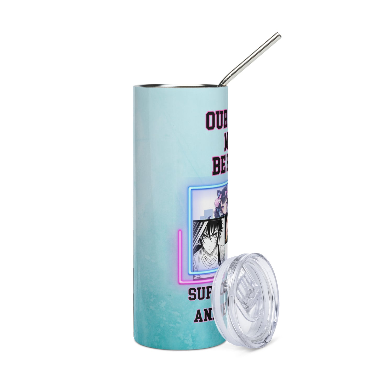 Our Voices Must Be Heard: Anime Animation: Reusable Stainless Steel Water Tumbler w/Straw