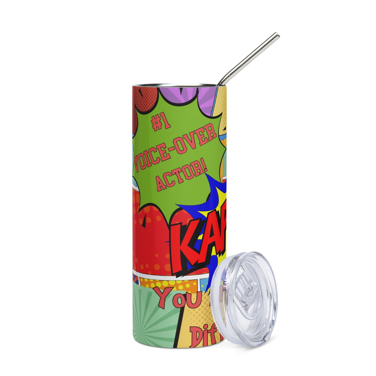 KAPOW You're Making A Difference: Reusable Stainless Steel Water Tumbler w/Straw