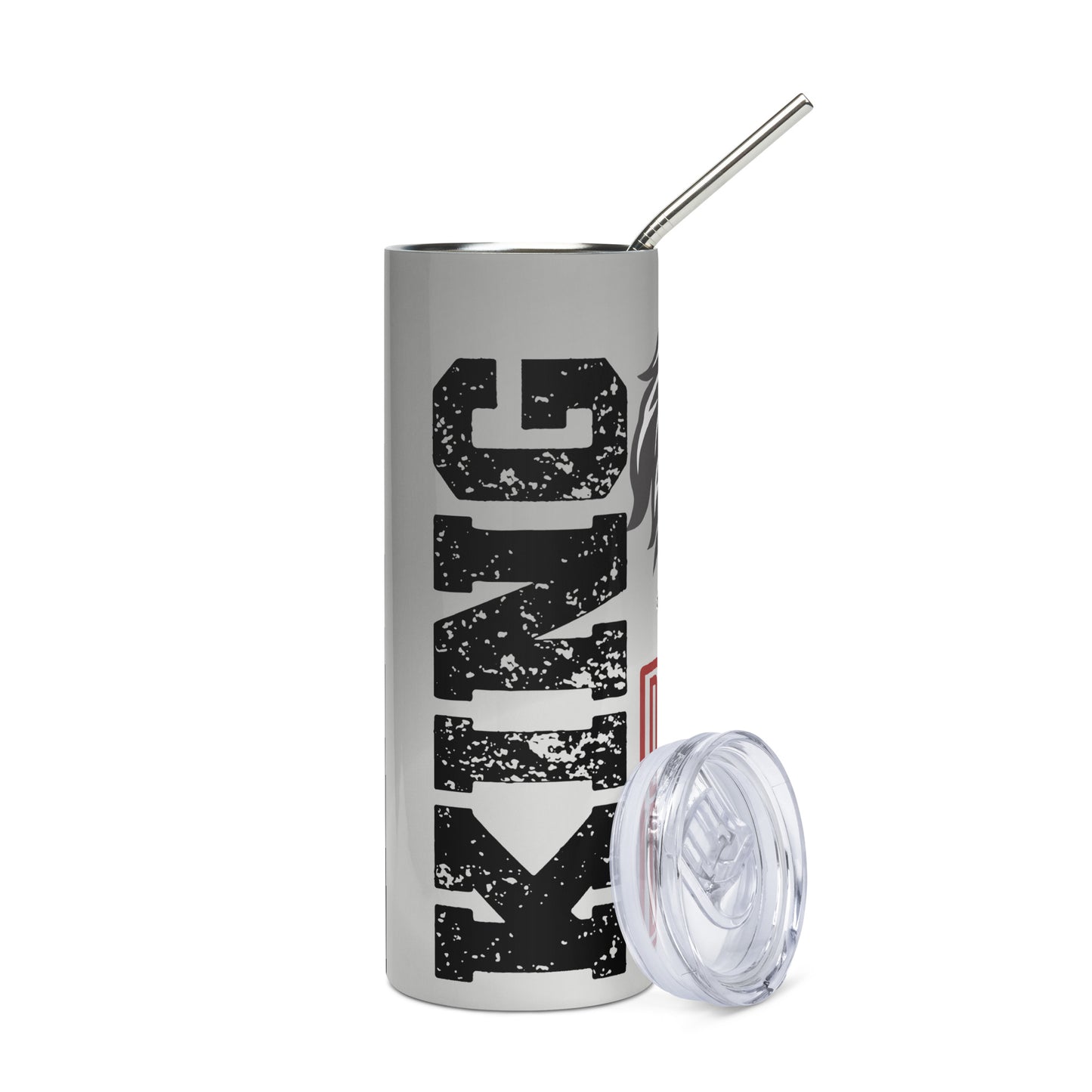 King Of The Booth: Lion: Reusable Stainless Steel Water Tumbler w/Straw