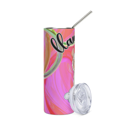 Llama...ste: Motivational Funny: Reusable Stainless Steel Water Tumbler w/Straw