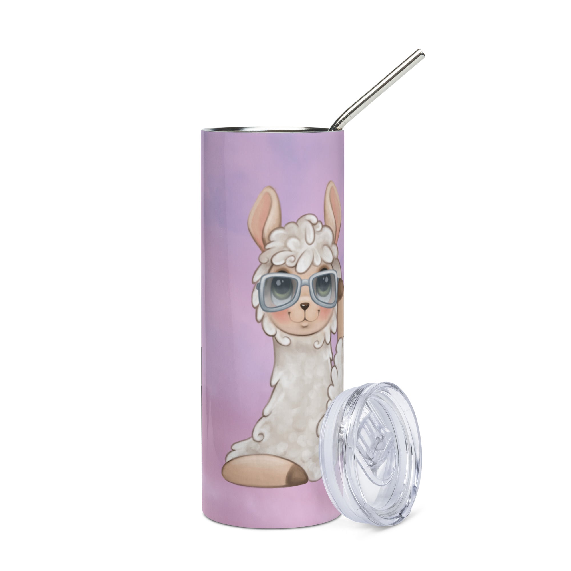 Less Drama...More Llama...Reusable Stainless Steel Water Tumbler w/Straw