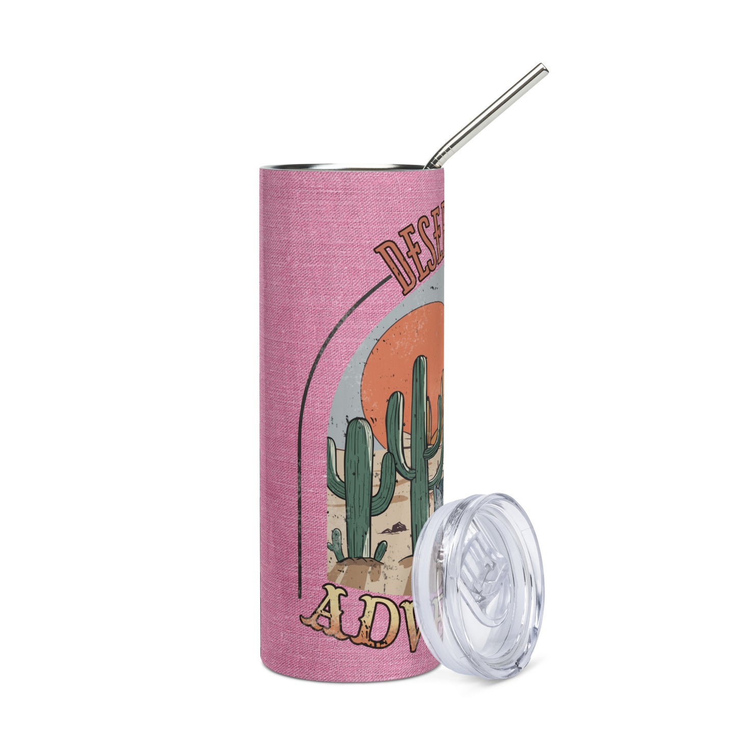 Desert Vibes: Reusable Stainless Steel Water Tumbler w/Straw