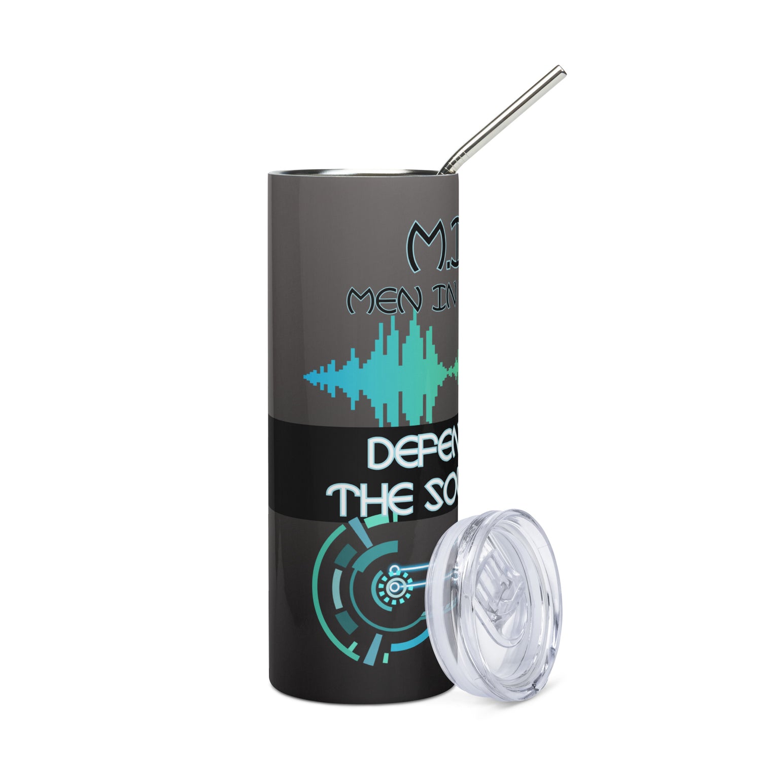 M.I.T.B. Men In The Booth: Reusable Stainless Steel Water Tumbler w/Straw