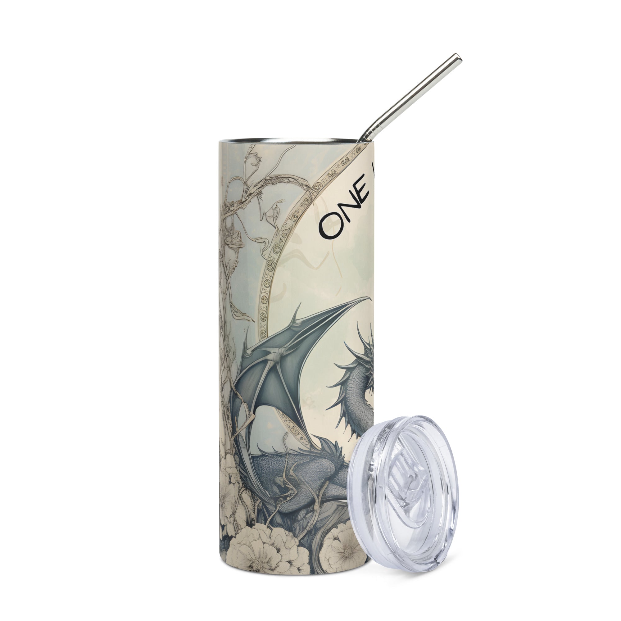 One Voice To Rule Them All: Dragon: Reusable Stainless Steel Water Tumbler w/Straw