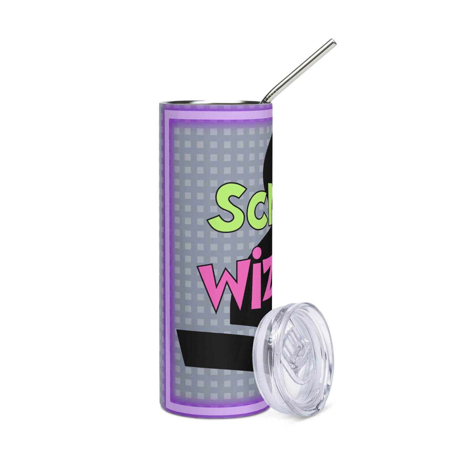 Script Wizard: Reusable Stainless Steel Water Tumbler w/Straw