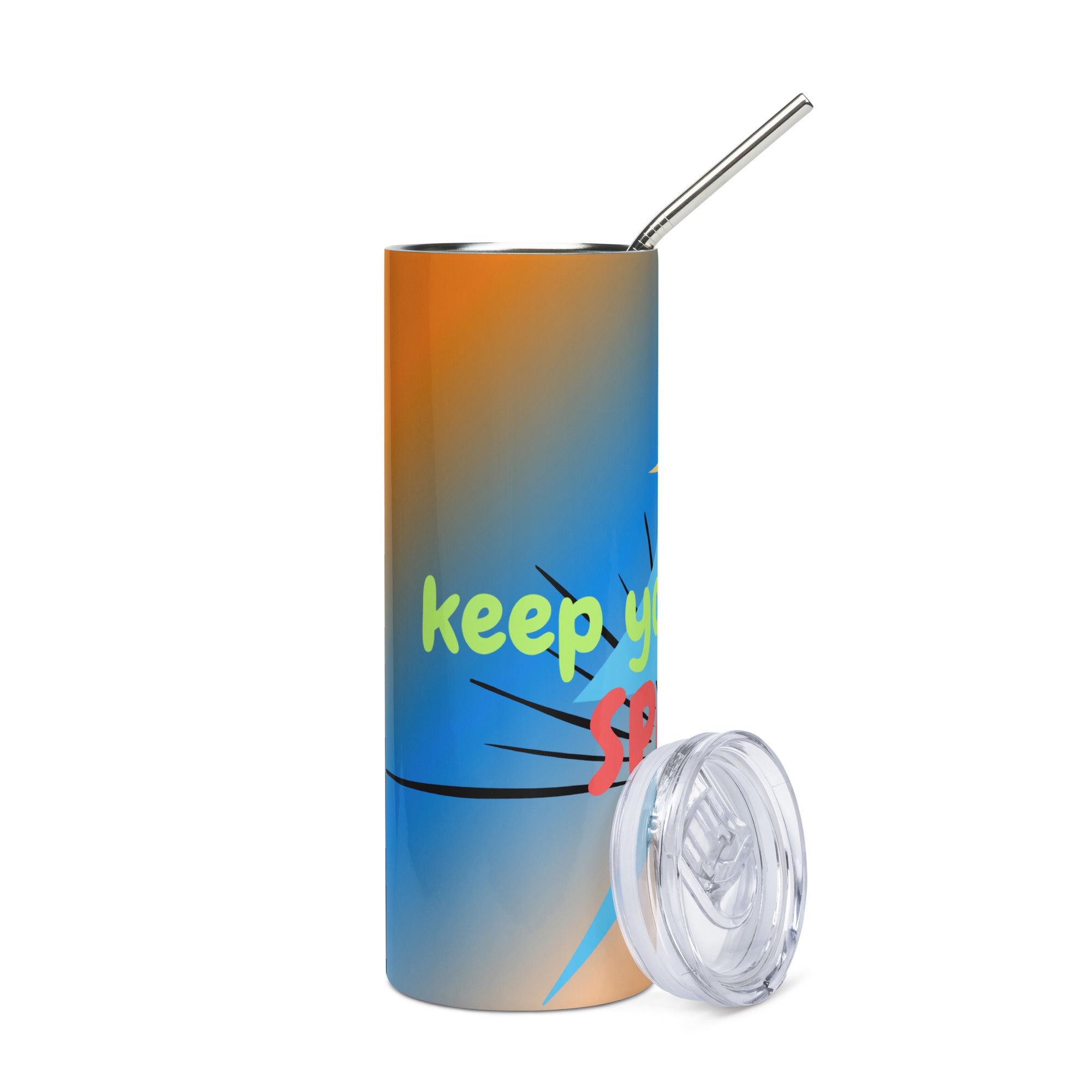 Keep Your Spark Alive Motivational: Reusable Stainless Steel Water Tumbler w/Straw