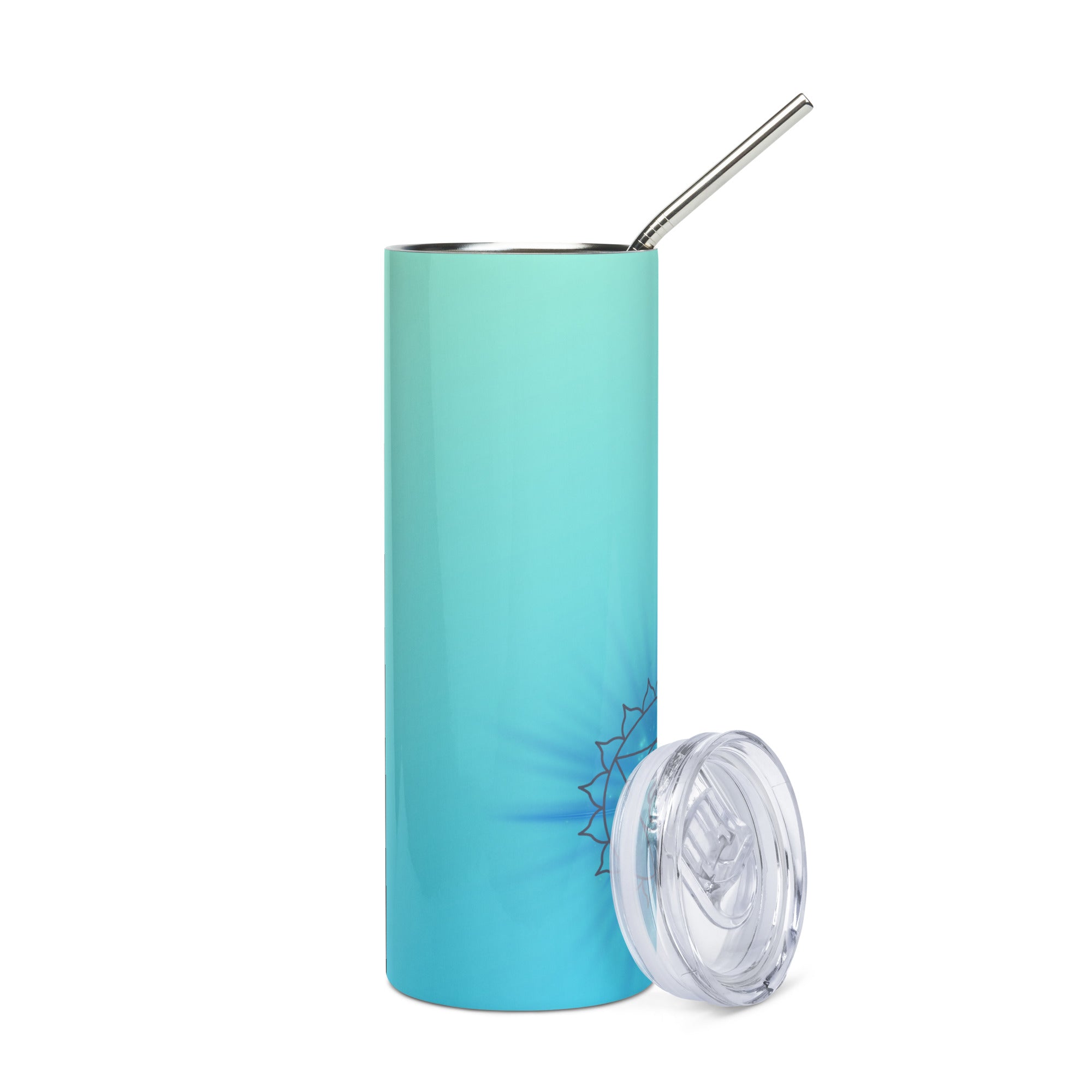 Yoga: 5th Throat Chakra Voice: Reusable Stainless Steel Water Tumbler w/Straw