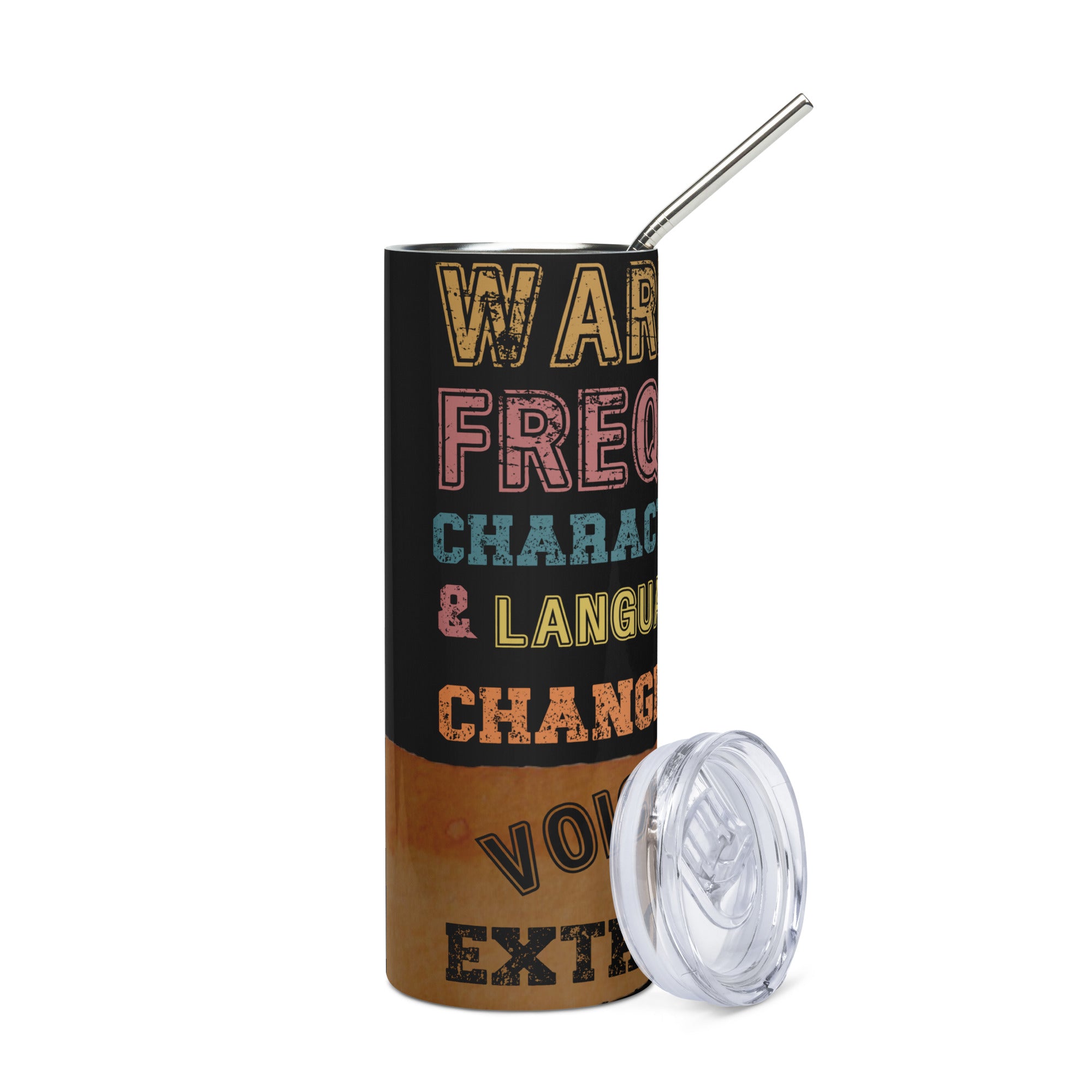 Warning: Voice Over: Reusable Stainless Steel Water Tumbler w/Straw