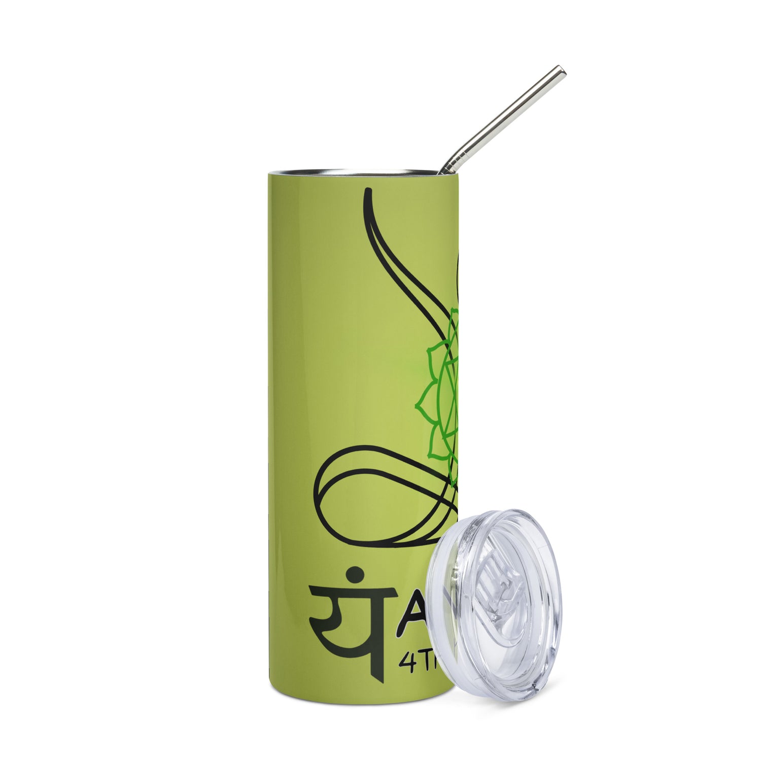 Yoga: 4th Heart Chakra: Reusable Stainless Steel Water Tumbler w/Straw