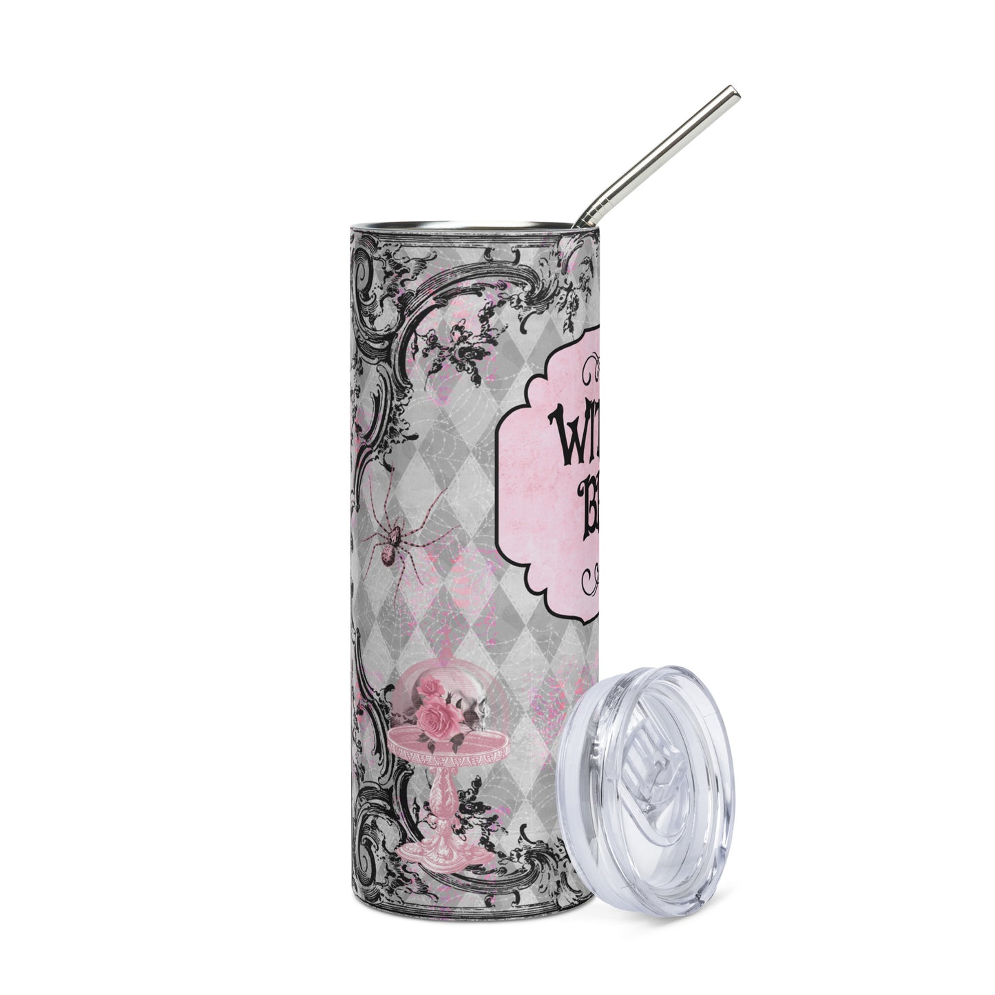 Halloween Witches Brew: Reusable Stainless Steel Water Tumbler w/Straw