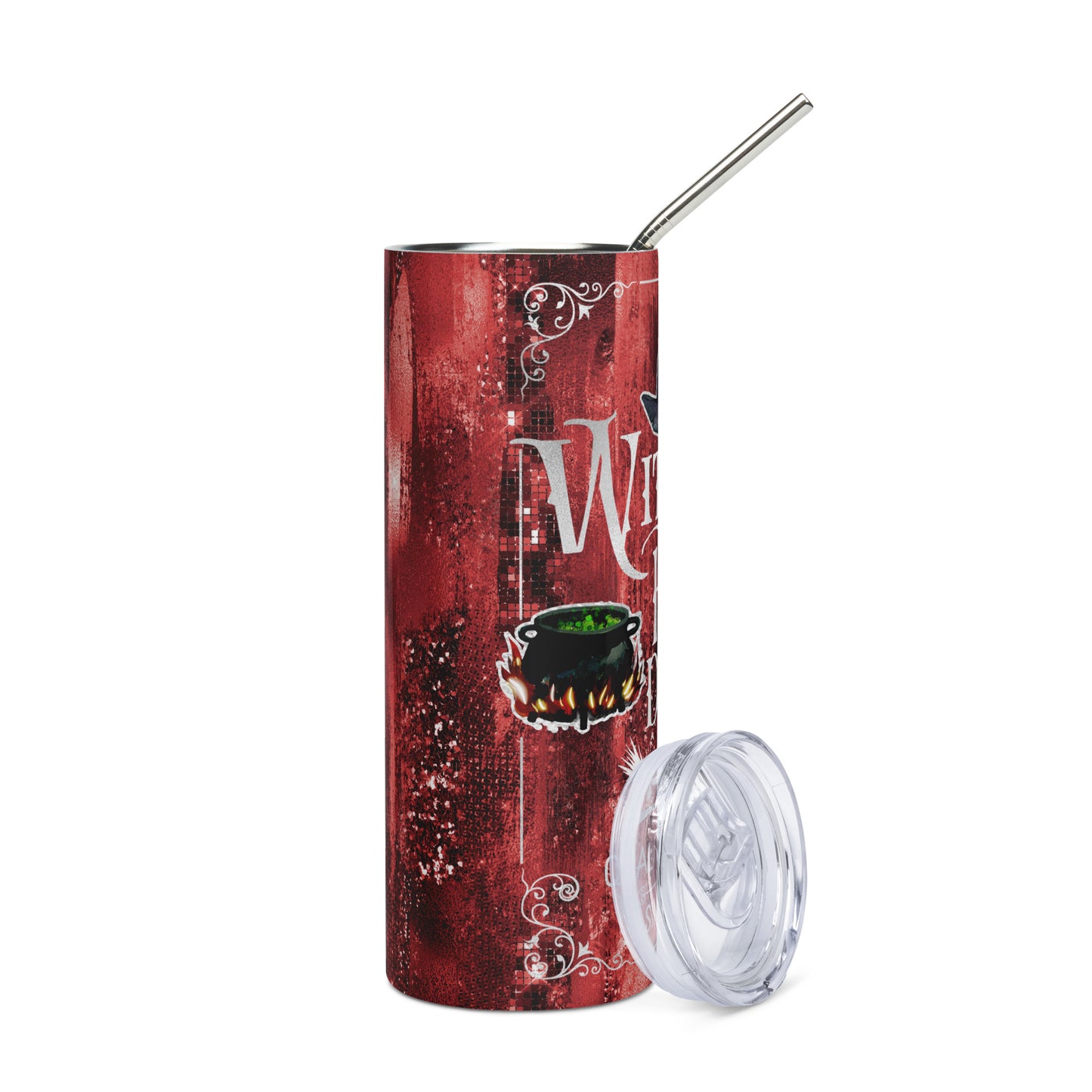 Halloween Witches Brew: Reusable Stainless Steel Water Tumbler w/Straw