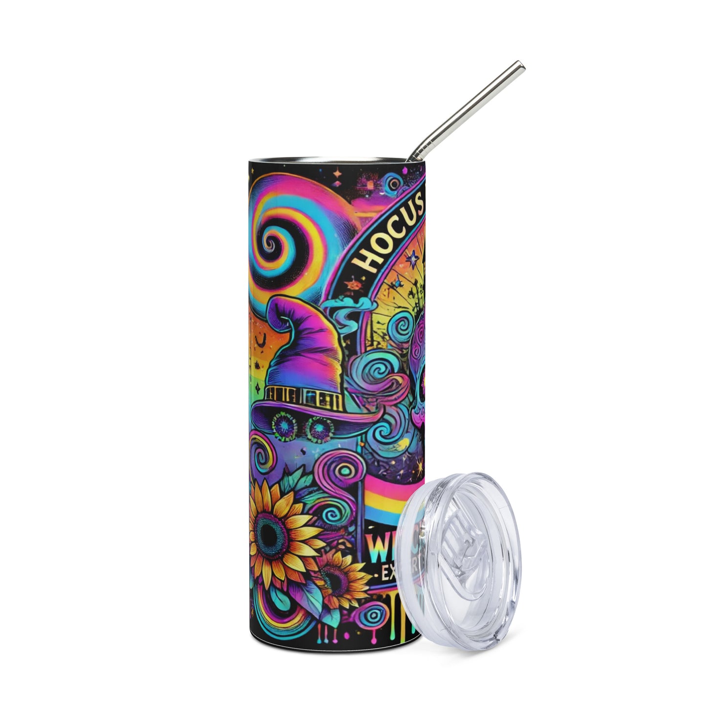 Halloween Sugar Skulls: Reusable Stainless Steel Water Tumbler w/Straw