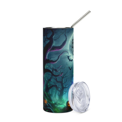 Halloween Hocus Focus Fun: Reusable Stainless Steel Water Tumbler w/Straw