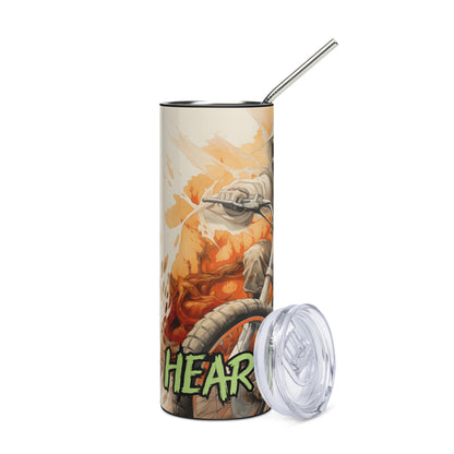 Halloween Mummy Motorcycle Hear Me Roar: Reusable Stainless Steel Water Tumbler w/Straw