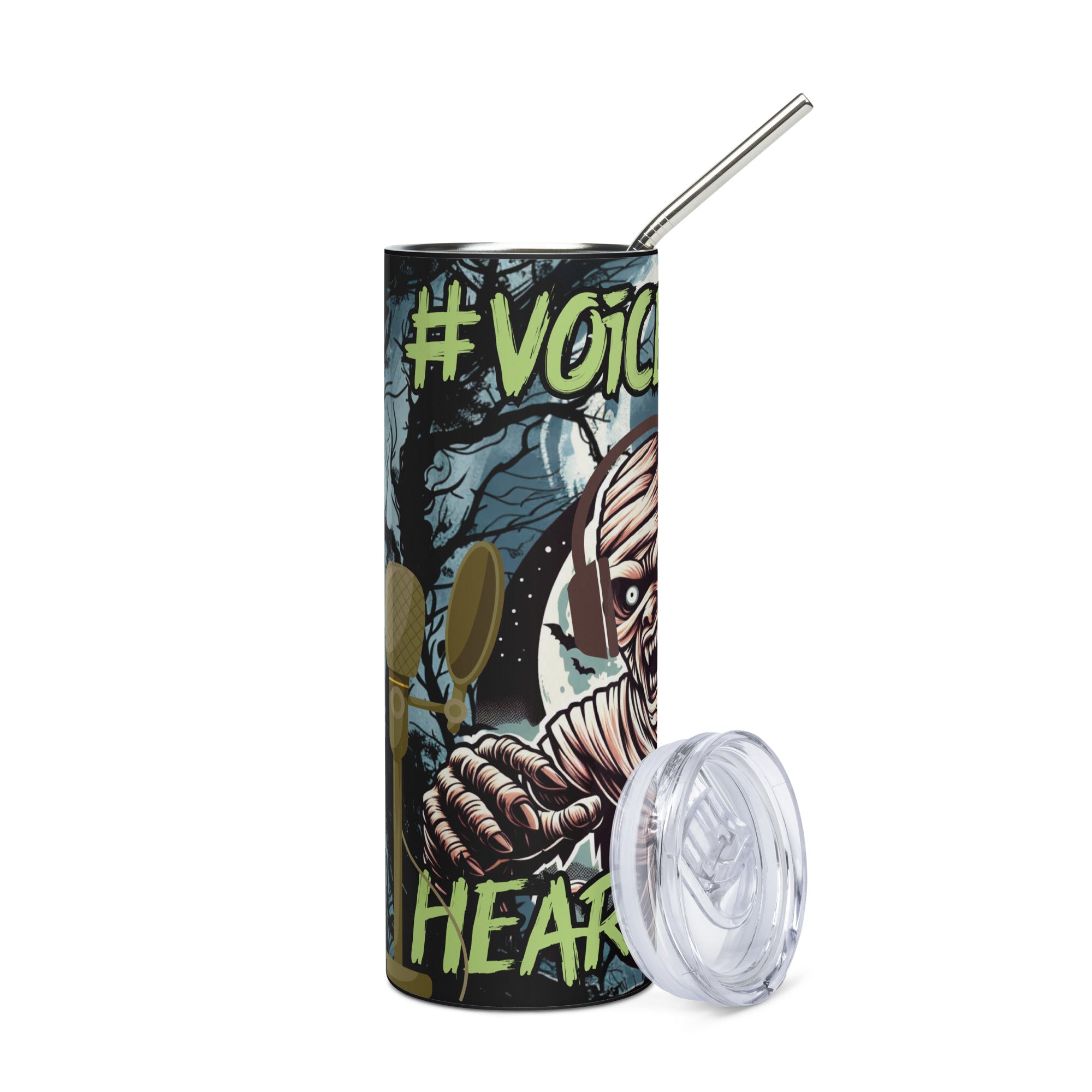 Halloween Voice Actor: Hear Me Roar: Reusable Stainless Steel Water Tumbler w/Straw