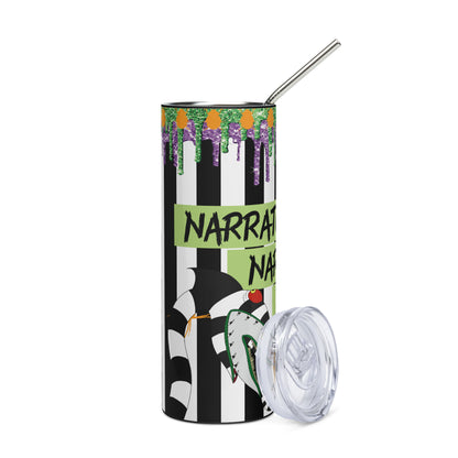 Halloween Beetlejuice Narrator: Reusable Stainless Steel Water Tumbler w/Straw