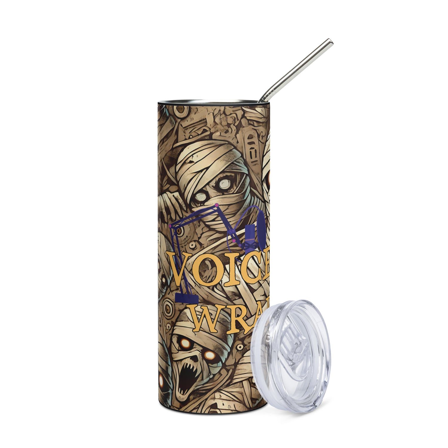 Halloween Mummy Voice Actor Wrap Party: Reusable Stainless Steel Water Tumbler w/Straw