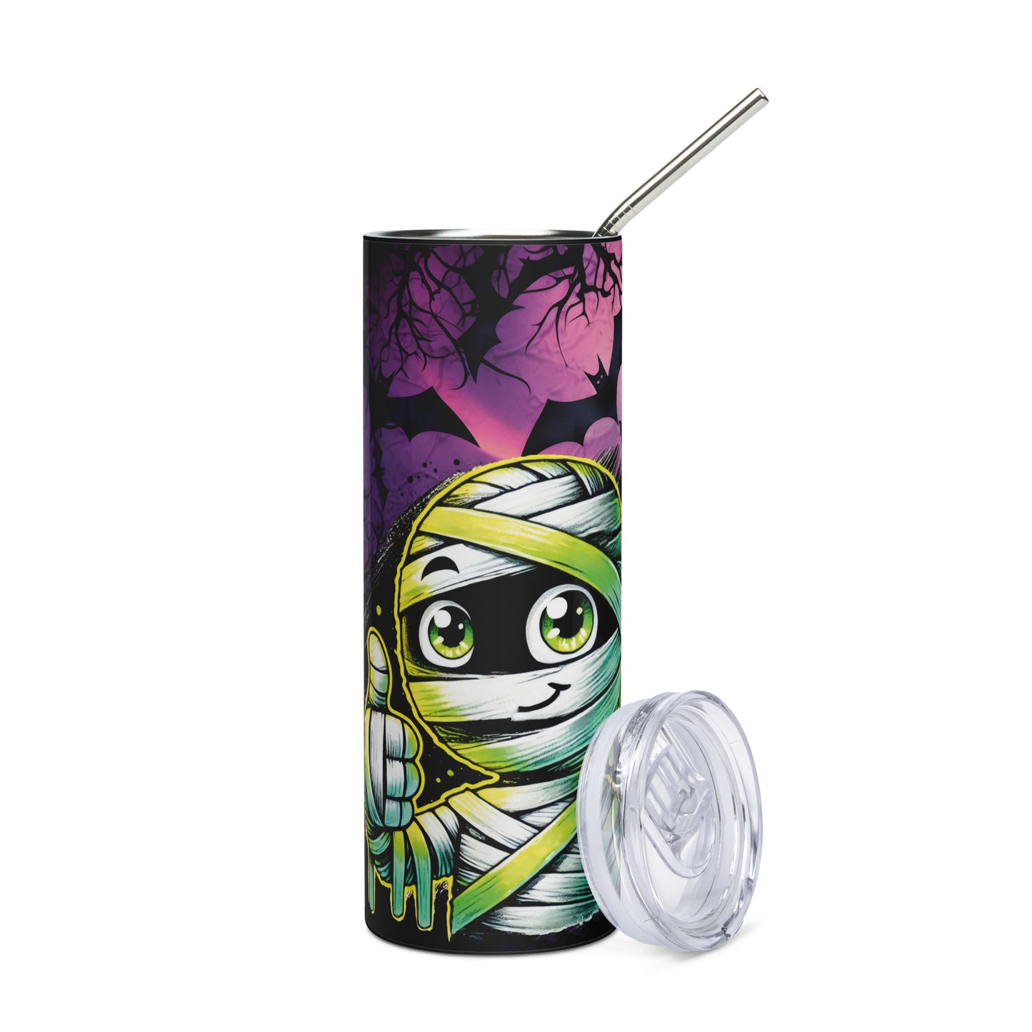 Halloween Mummy: It's A Wrap: Podcast: Reusable Stainless Steel Water Tumbler w/Straw