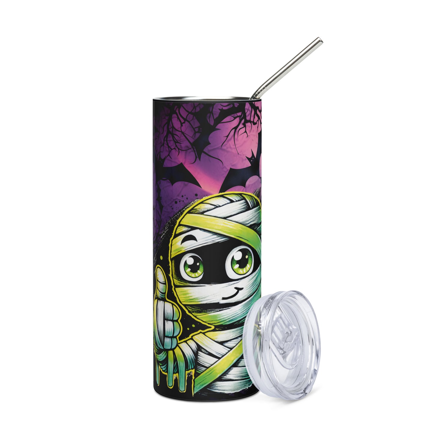 Halloween Mummy It's A Wrap: Narrator: Reusable Stainless Steel Water Tumbler w/Straw