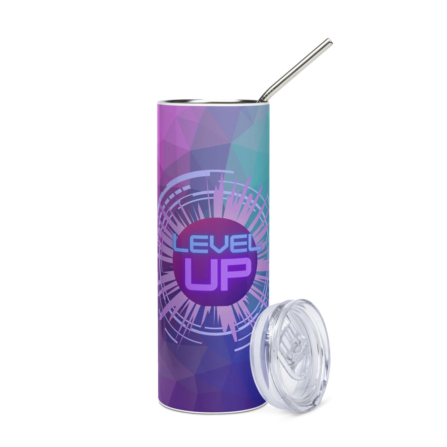 Level Up... Stainless Steel Tumbler w/Straw