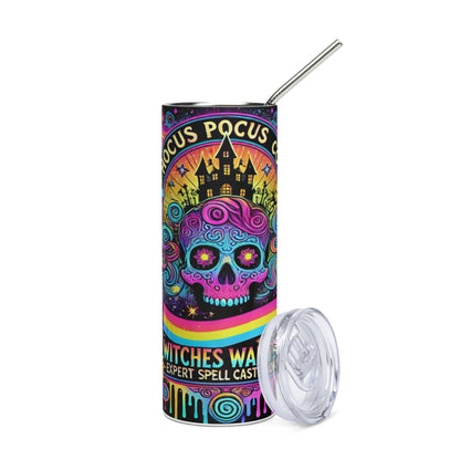 Halloween Sugar Skulls: Reusable Stainless Steel Water Tumbler w/Straw