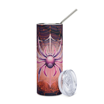 Halloween Spidey Sense Pink: Reusable Stainless Steel Water Tumbler w/Straw