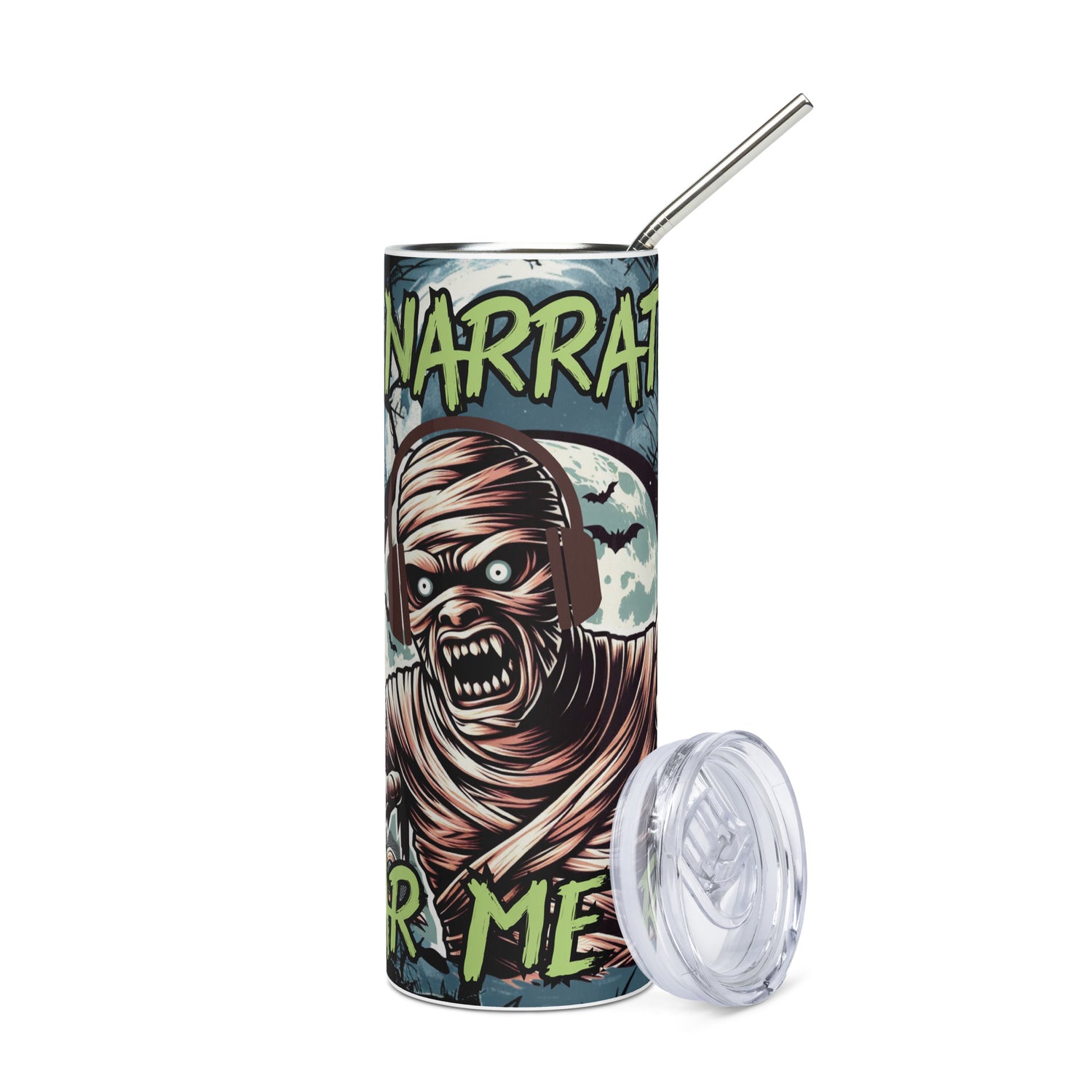 Halloween Narrator: Hear Me Roar: Reusable Stainless Steel Water Tumbler w/Straw