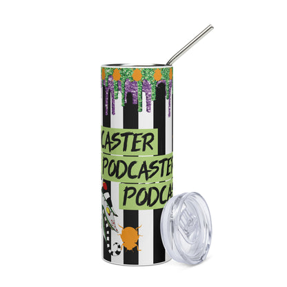 Halloween Beetlejuice Style: Podcaster: Reusable Stainless Steel Water Tumbler w/Straw