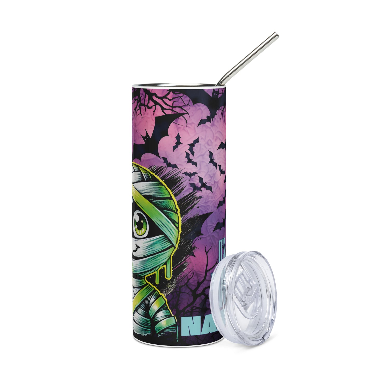 Halloween Mummy It's A Wrap: Narrator: Reusable Stainless Steel Water Tumbler w/Straw