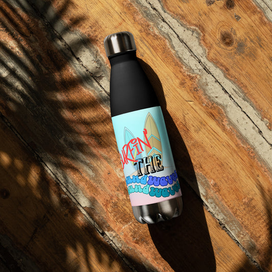 Surfin' The Soundwaves Voice Over: Reusable Stainless Steel Water Bottle