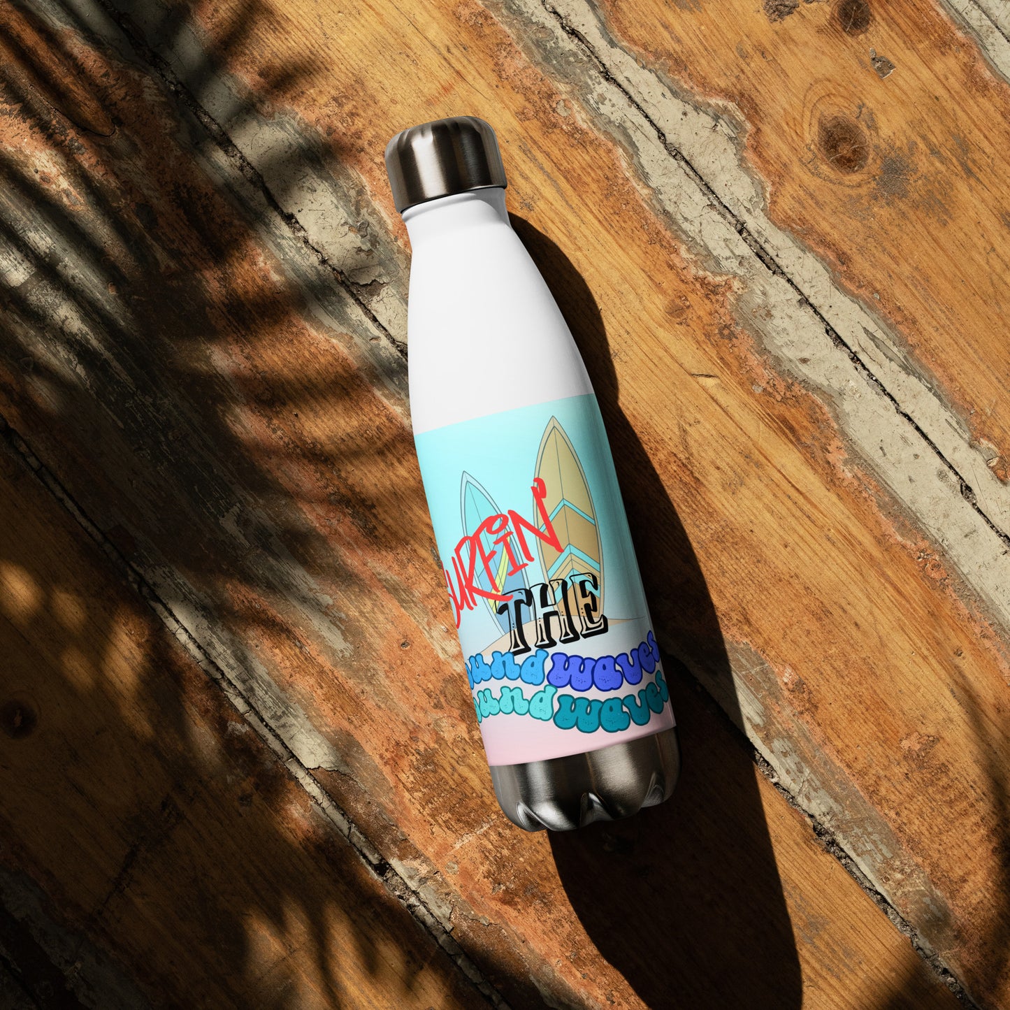 Surfin' The Soundwaves Voice Over: Reusable Stainless Steel Water Bottle